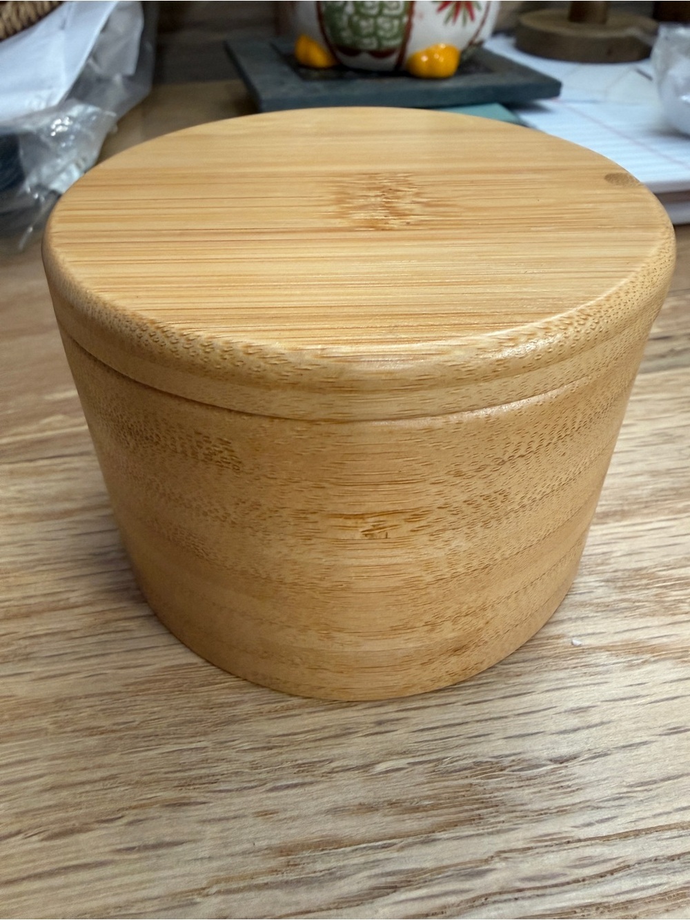 Natural Bamboo Storage Jar with Lid - Light Wood Color